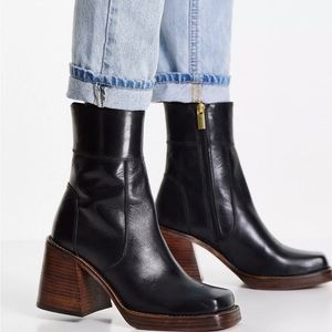 ASOS Region leather mid-heel boots